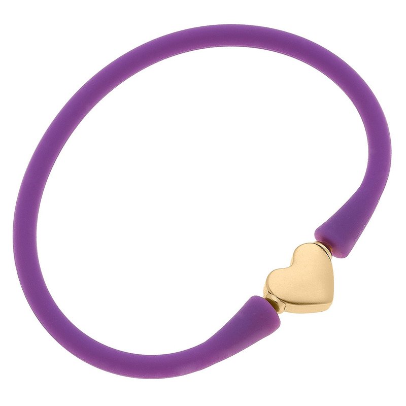 Canvas Style Bali Heart Bead Silicone Bracelet In Purple