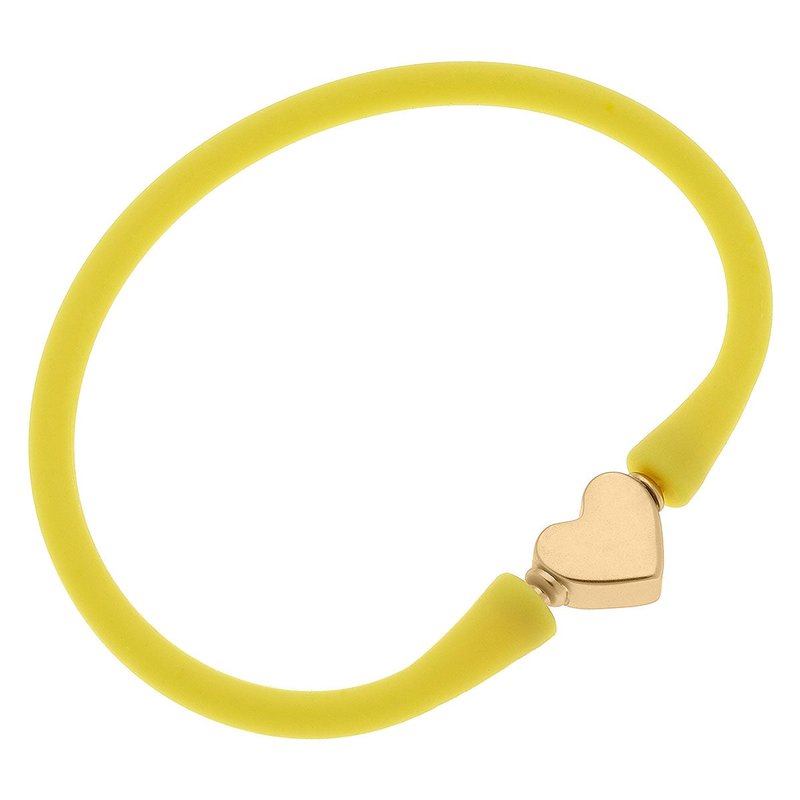 Canvas Style Bali Heart Bead Silicone Bracelet In Yellow