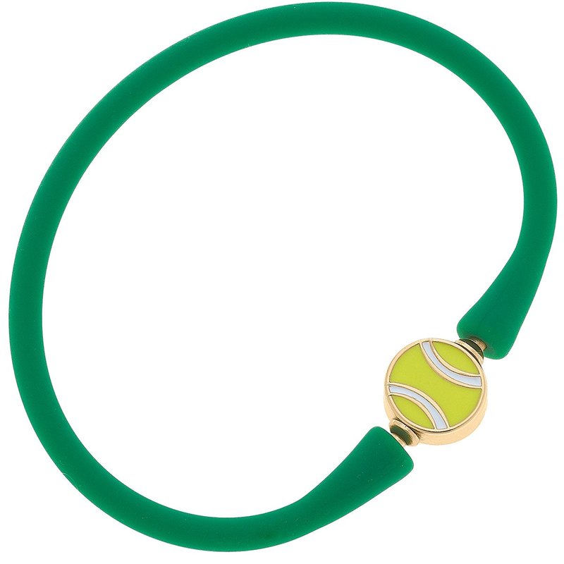 Canvas Style Bali Tennis Ball Bead Silicone Bracelet In Green