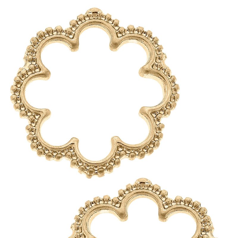 Canvas Style Belle Studded Flower Stud Earrings In Gold