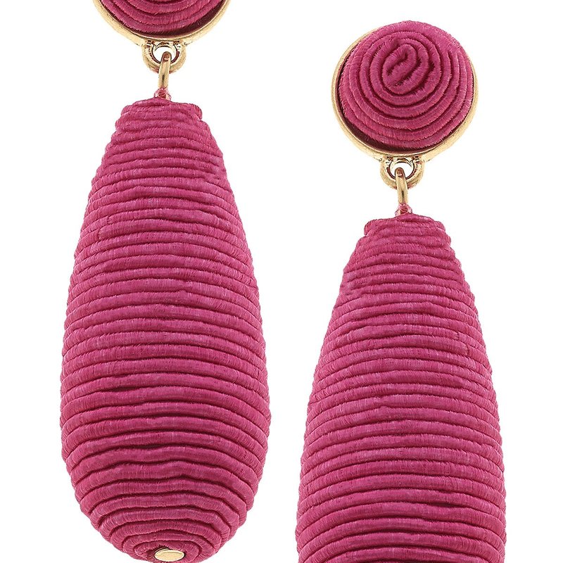 Canvas Style Brielle Silk Cord Drop Earrings In Fuchsia In Pink