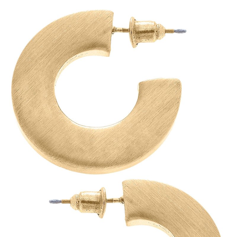 Canvas Style Cali Large Flat Hoop Earrings In Satin Gold