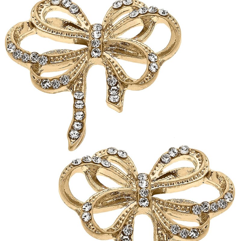 Canvas Style Carina Pavé Bow Stud Earrings In Gold