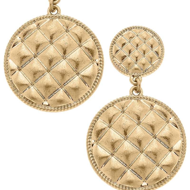 Canvas Style Christine Quilted Metal Round Drop Earrings In Gold