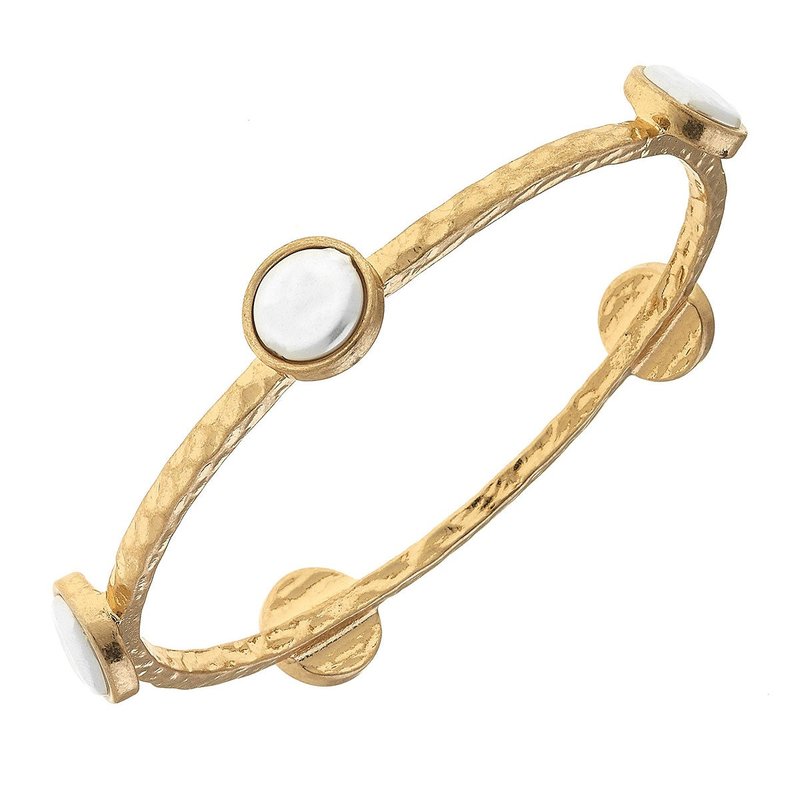 Canvas Style Claudia Coin Pearl Bangle In Gold