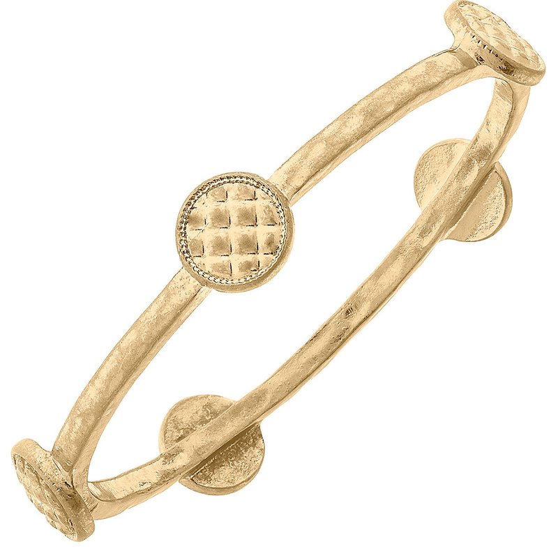 Canvas Style Claudia Quilted Metal Disc Bangle In Yellow