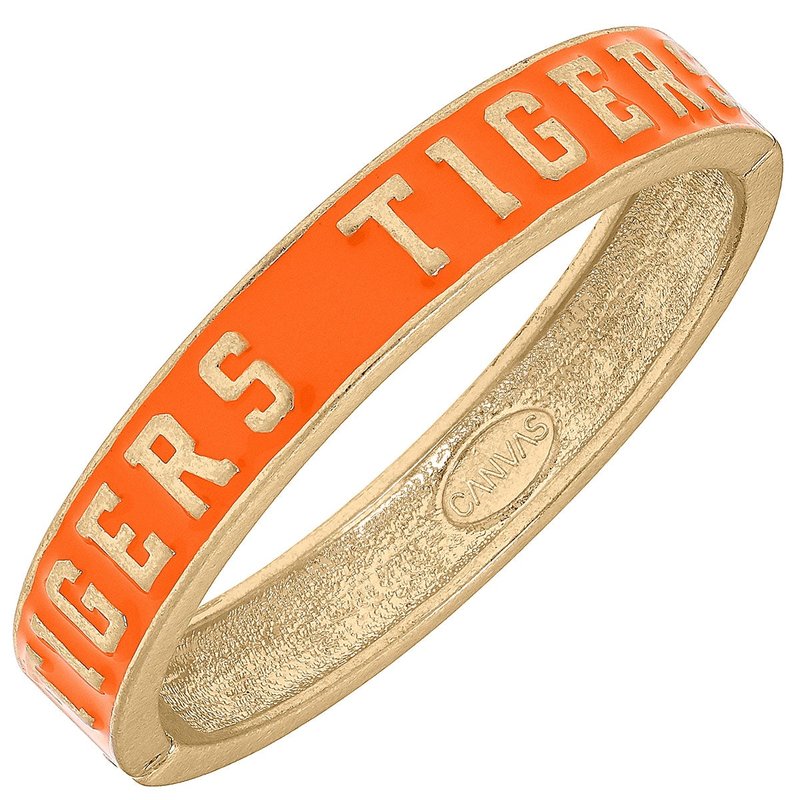 Canvas Style Clemson Tigers Enamel Hinge Bangle In Orange