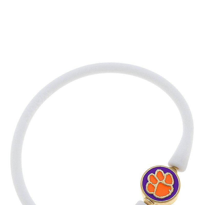 Canvas Style Clemson Tigers Enamel Silicone Bali Bracelet In White