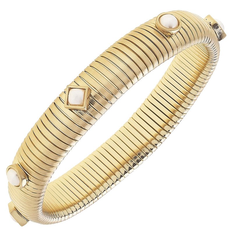 Canvas Style Constance Pearl Watchband Bangle In Gold