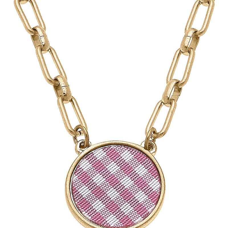 Canvas Style Corrie Gingham Pendant Necklace In Pink