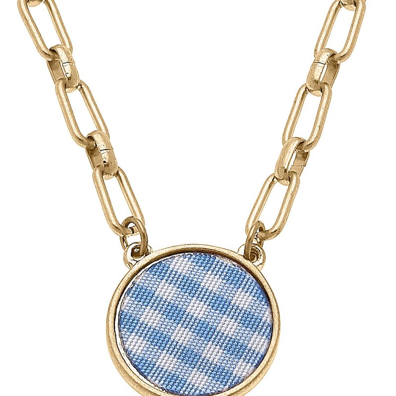Canvas Style Corrie Gingham Pendant Necklace In Blue