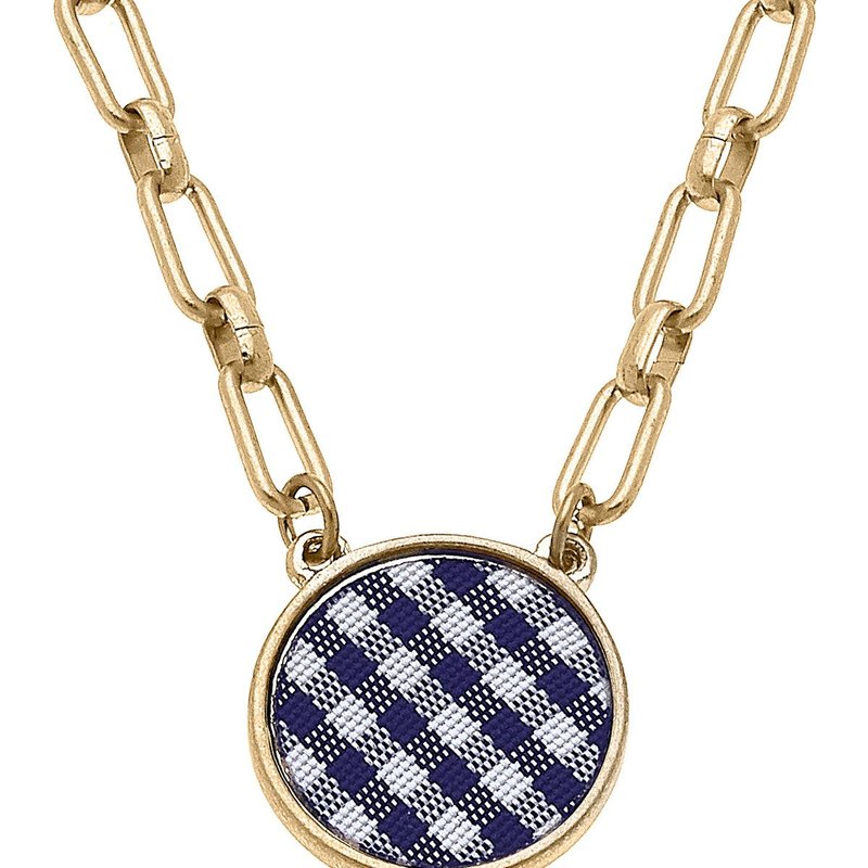 Canvas Style Corrie Gingham Pendant Necklace In Blue