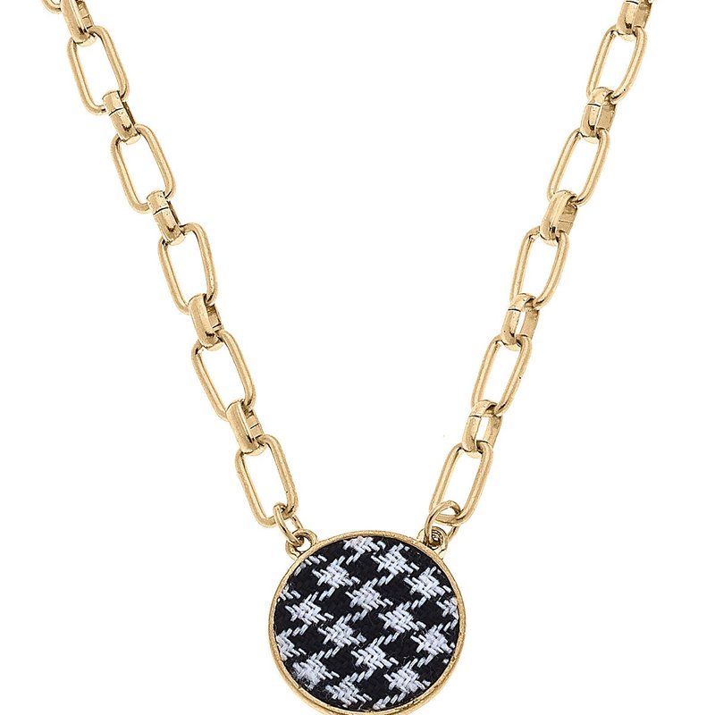 Canvas Style Corrie Houndstooth Pendant Necklace In Black