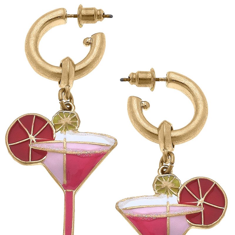 Shop Canvas Style Cosmo Cocktail Enamel Earrings In Pink