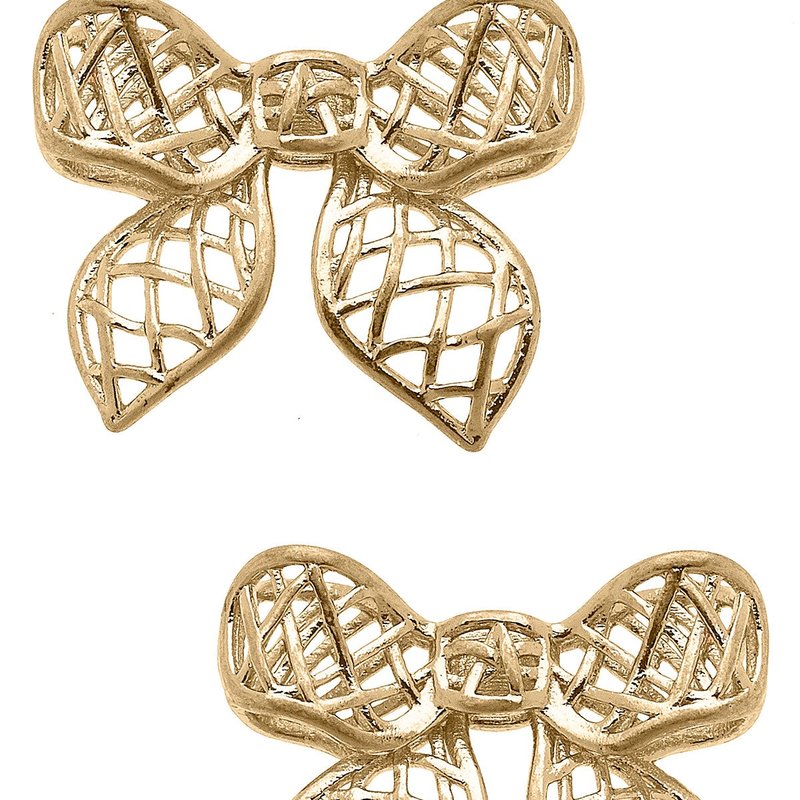 Canvas Style Diana Bow Stud Earrings In Gold