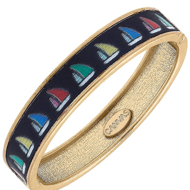 Canvas Style Dorothy Sailboat Hinge Bangle In Word Gold