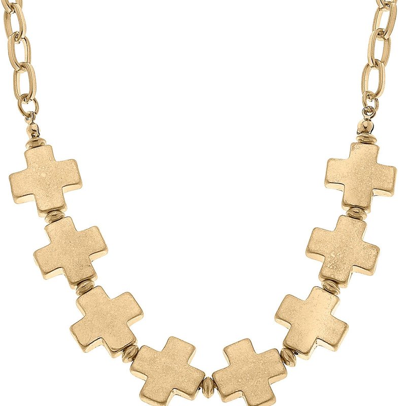 Canvas Style Edith Square Cross Chain Link Necklace In Gold