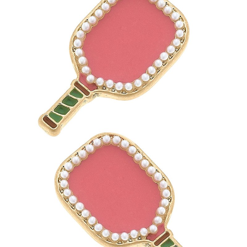Canvas Style Ellie Pickleball Paddle Stud Earrings In Pink