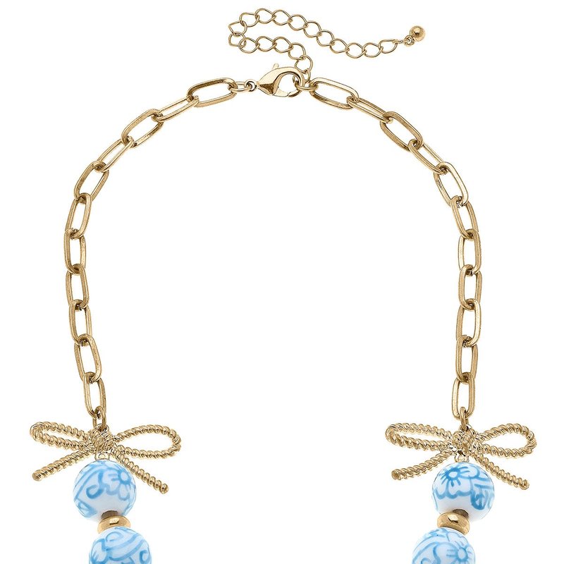 Canvas Style Eloise Porcelain Beaded Chain Link Necklace In Blue