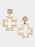 Emilia Greek Keys Cross And Pearl Studded Statement Earrings - Worn Gold