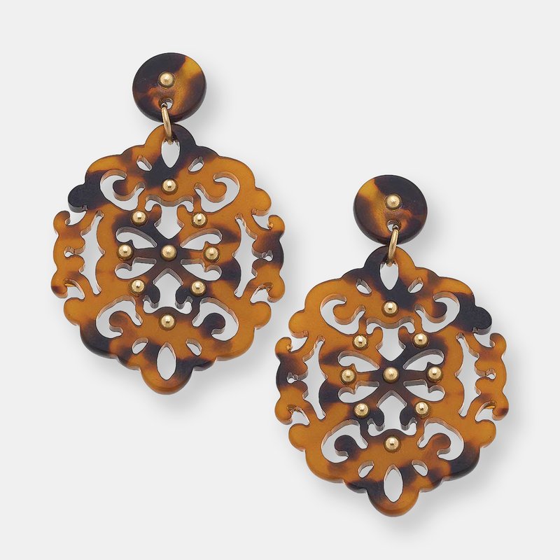 Canvas Style Emmy Filigree Resin Statement Earrings In Brown