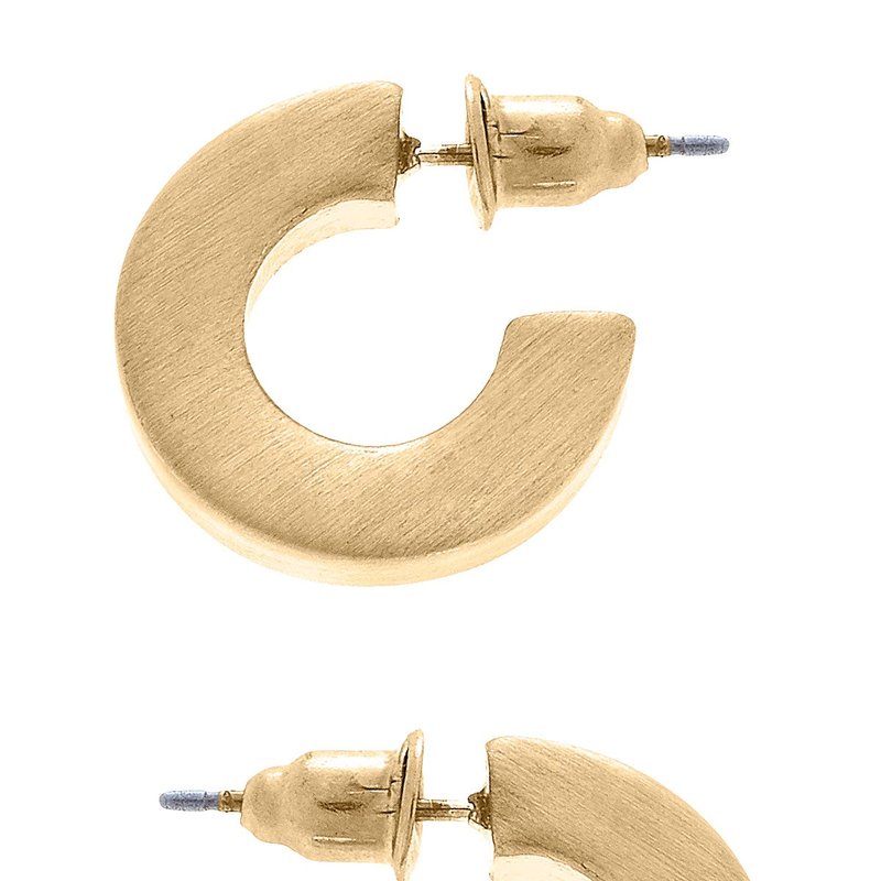 Canvas Style Emmy Small Flat Hoop Earrings In Satin Gold