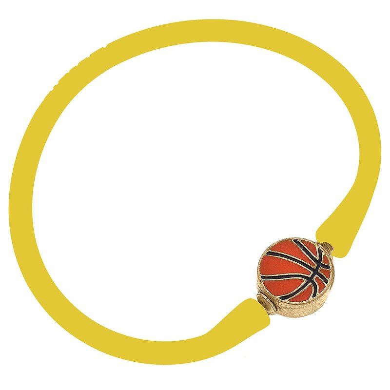 Canvas Style Enamel Basketball Silicone Bali Bracelet In Yellow