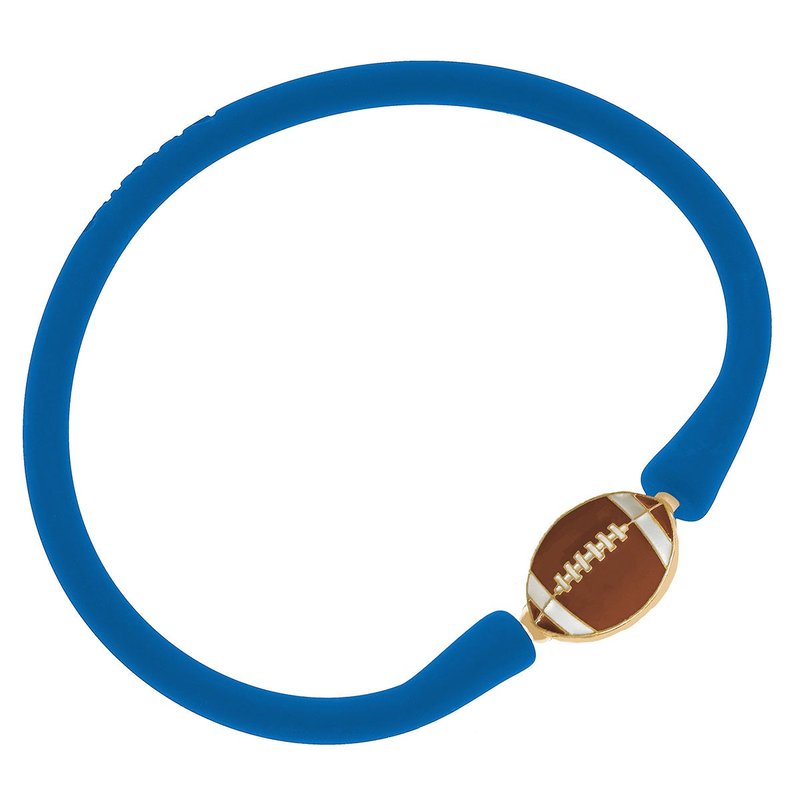 Canvas Style Enamel Football Silicone Bali Bracelet In Blue