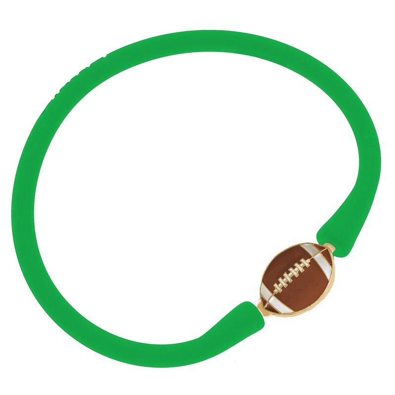 Canvas Style Enamel Football Silicone Bali Bracelet In Green