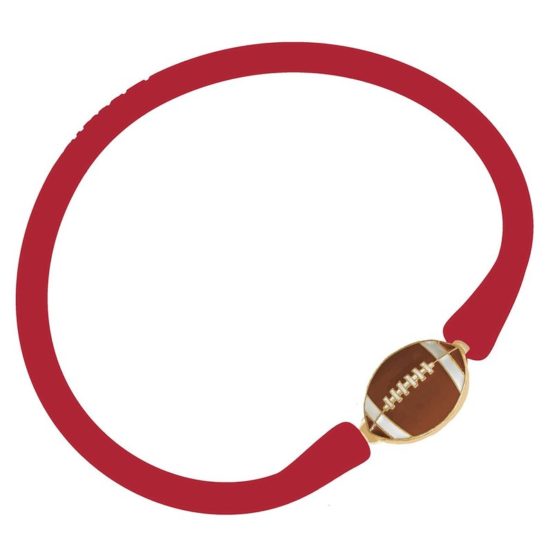 Canvas Style Enamel Football Silicone Bali Bracelet In Red