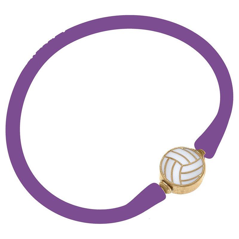 Canvas Style Enamel Volleyball Silicone Bali Bracelet In Purple