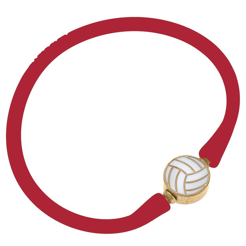 Canvas Style Enamel Volleyball Silicone Bali Bracelet In Red