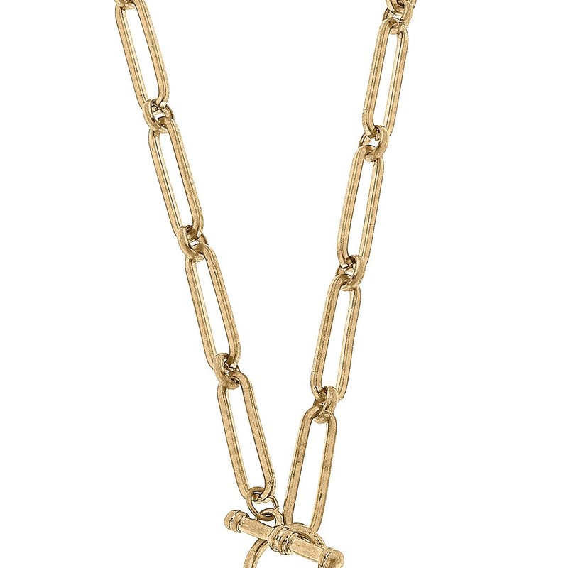 Canvas Style Evelyn Chinoiserie T-bar Necklace In Pink