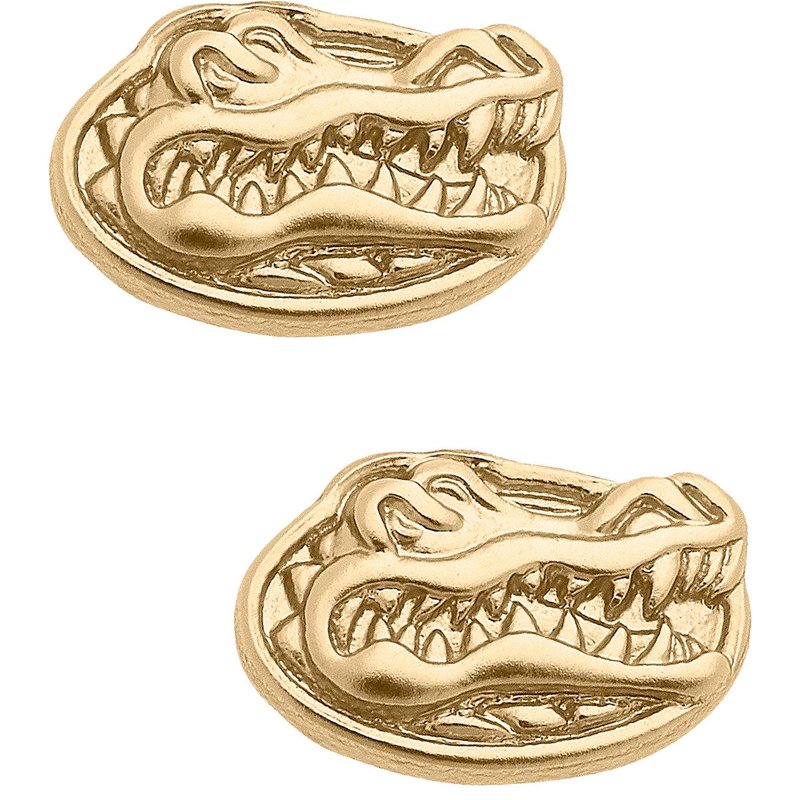 Canvas Style Florida Gator 24k Gold Plated Stud Earrings