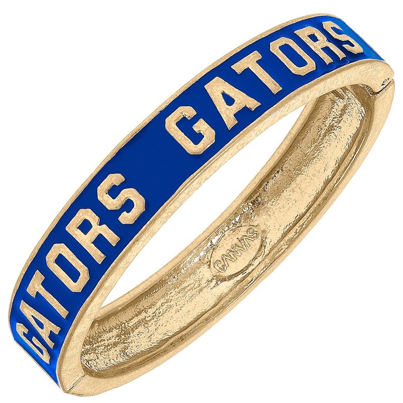 Canvas Style Florida Gators Enamel Logo Hinge Bangle In Blue