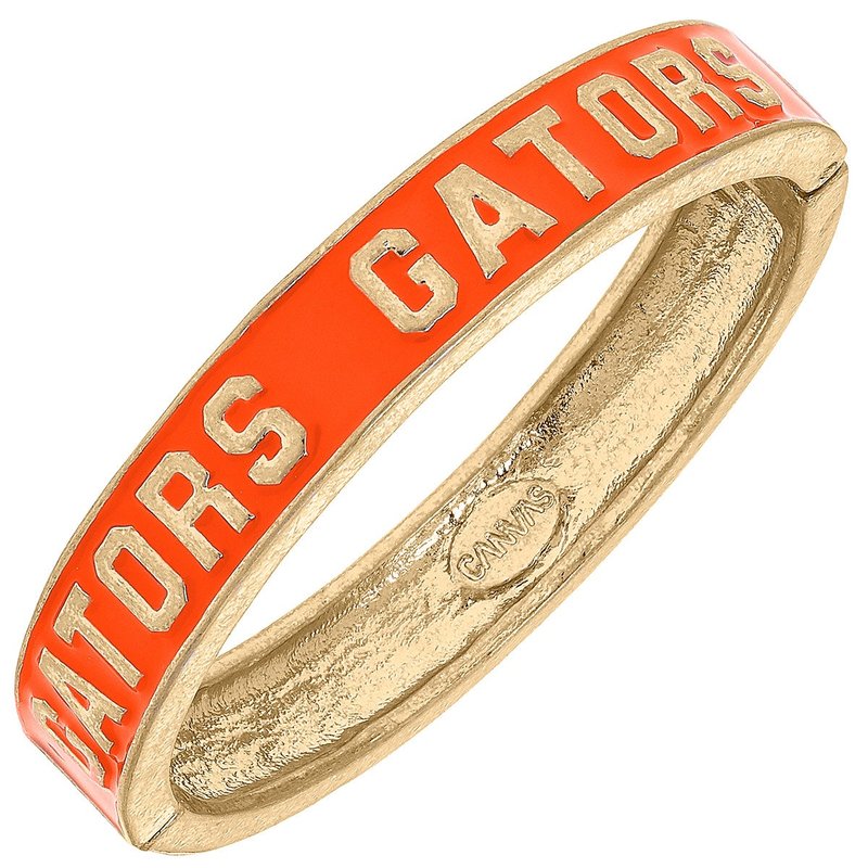 Canvas Style Florida Gators Enamel Logo Hinge Bangle In Orange