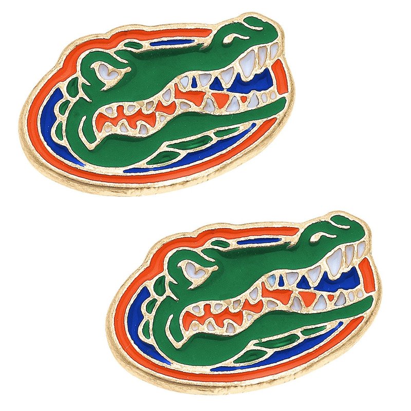 Canvas Style Florida Gators Enamel Stud Earrings In Green