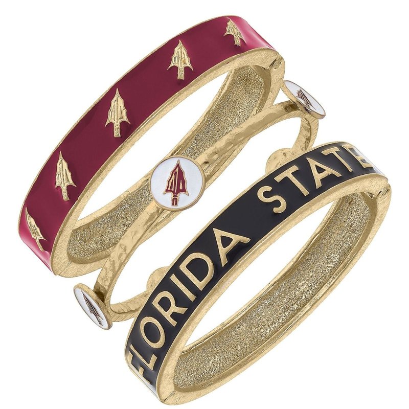 Canvas Style Florida State Seminoles Enamel Bangle Stack In Gold