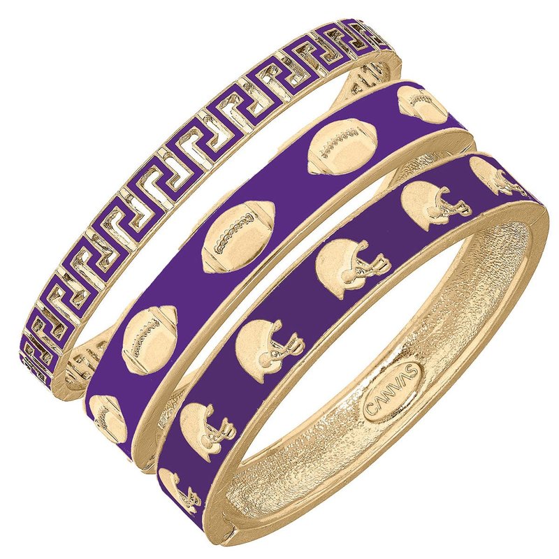 Canvas Style Game Day Bangle Stack In Purple