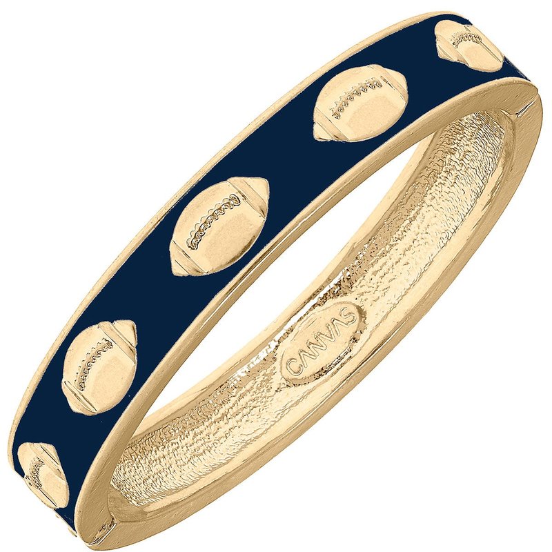 Canvas Style Game Day Enamel Football Hinge Bangle In Navy In Blue