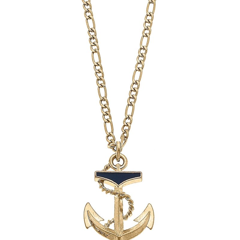Canvas Style Georgia Anchor Pendant Necklace In Gold
