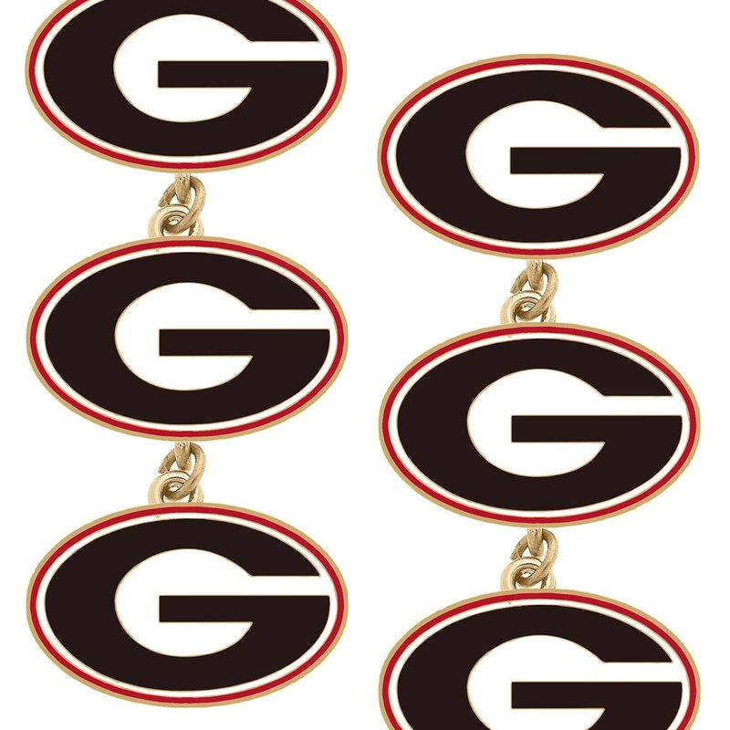 Canvas Style Georgia Bulldogs Triple Drop Enamel Earrings In Black