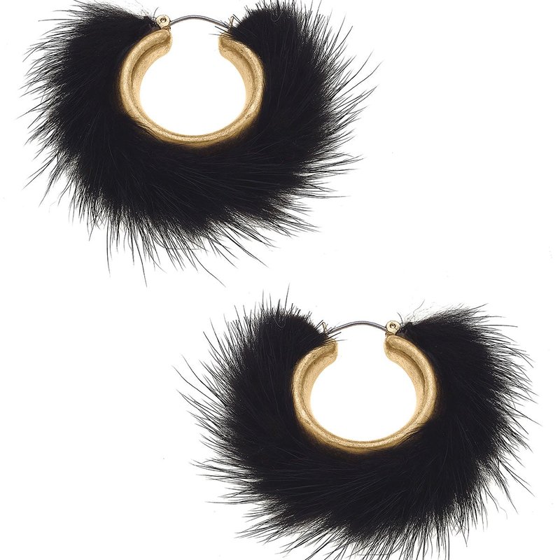 Canvas Style Glenda Mink Hoop Earrings In Black