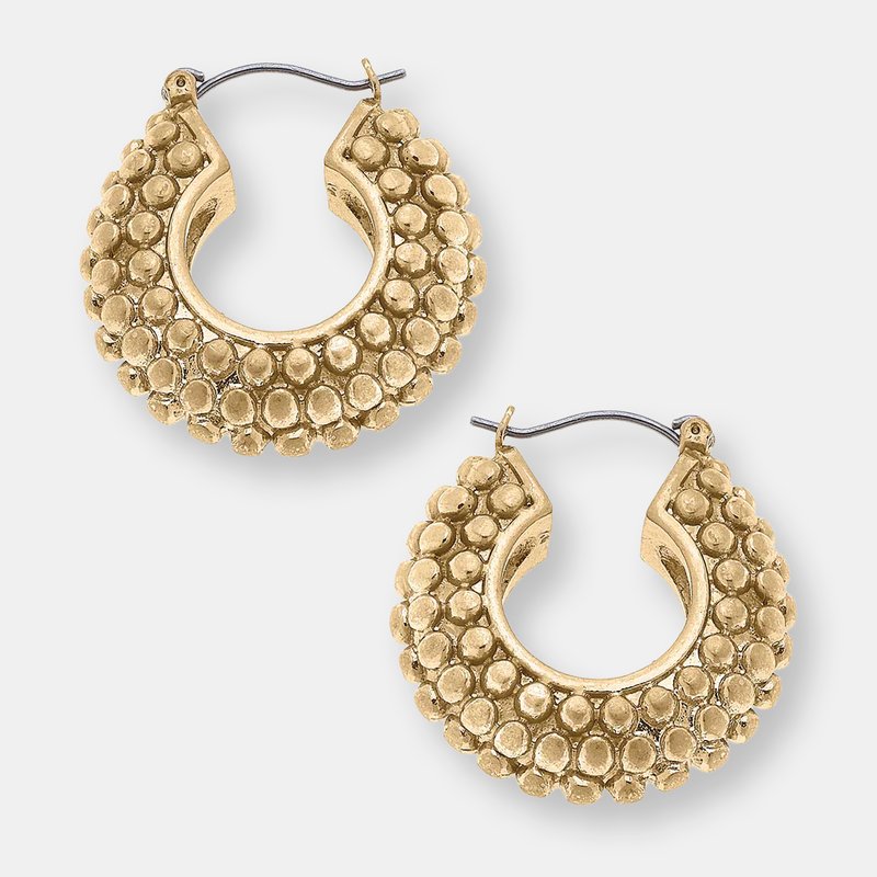 Canvas Style Harmony Textured Hoop Earrings In Worn Gold