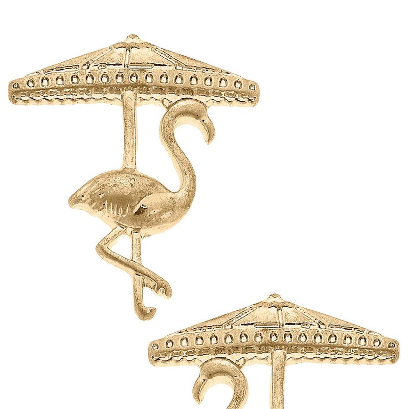 Canvas Style Isabel Flamingo Stud Earrings In Gold