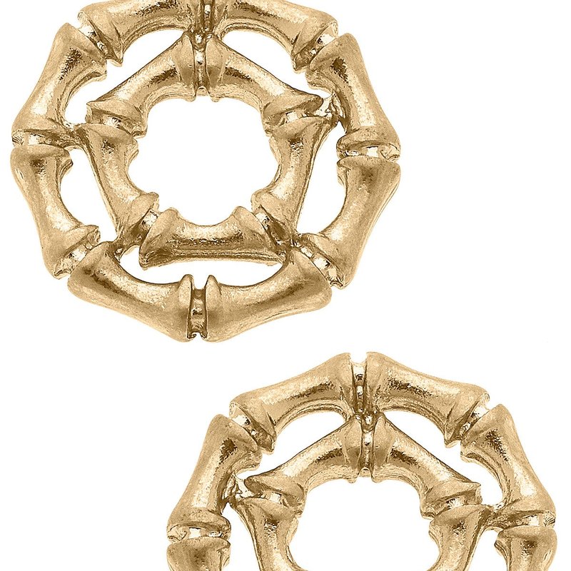 Canvas Style Jenny Bamboo Stud Earrings In Worn Gold