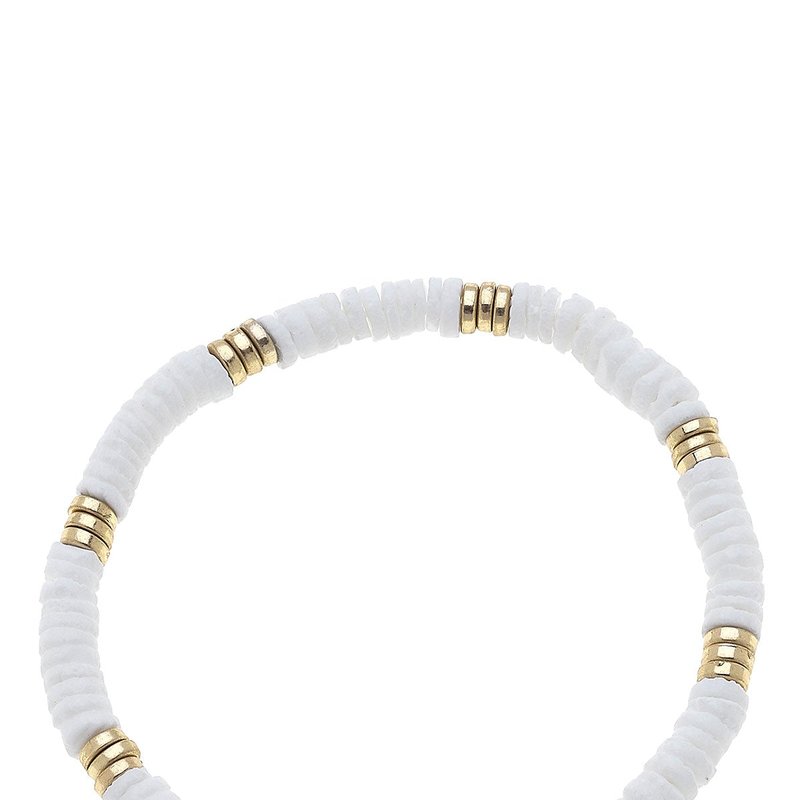 Canvas Style Joanna Beaded Shell Stretch Bracelet In Ivory In White