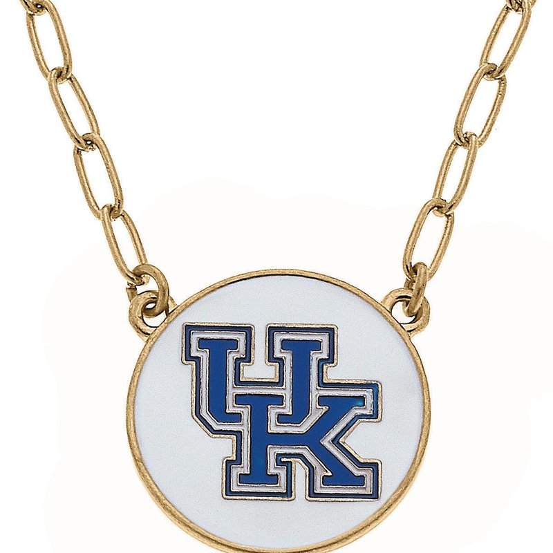 Canvas Style Kentucky Wildcats Enamel Disc Pendant Necklace In Blue