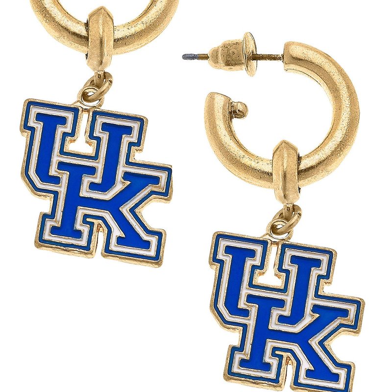 Canvas Style Kentucky Wildcats Enamel Drop Hoop Earrings In Blue