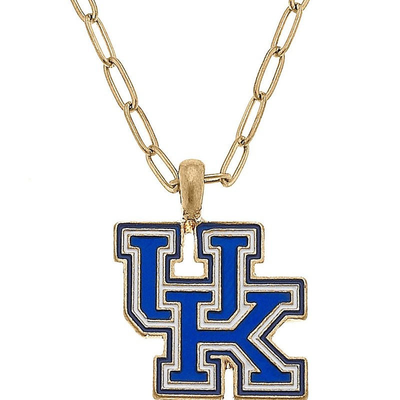 Canvas Style Kentucky Wildcats Enamel Pendant Necklace In Blue